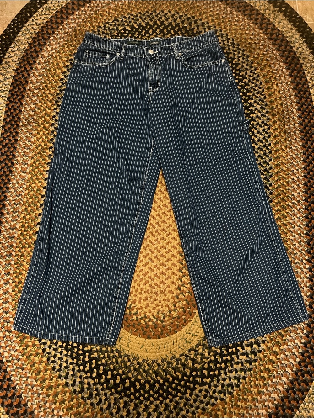Women's baggy Pinstripe Wide-Leg Jeans